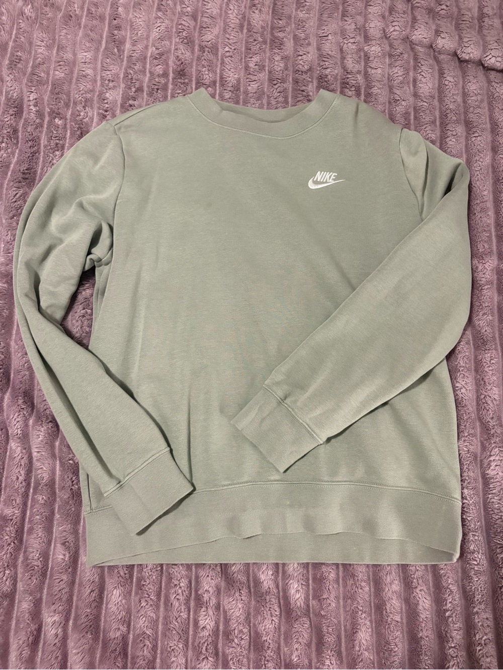 Nike Women's Crewneck Sweatshirt in Sage Green with White Logo